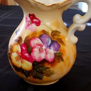 Vintage Hand Painted Floral Pitcher by Lefton